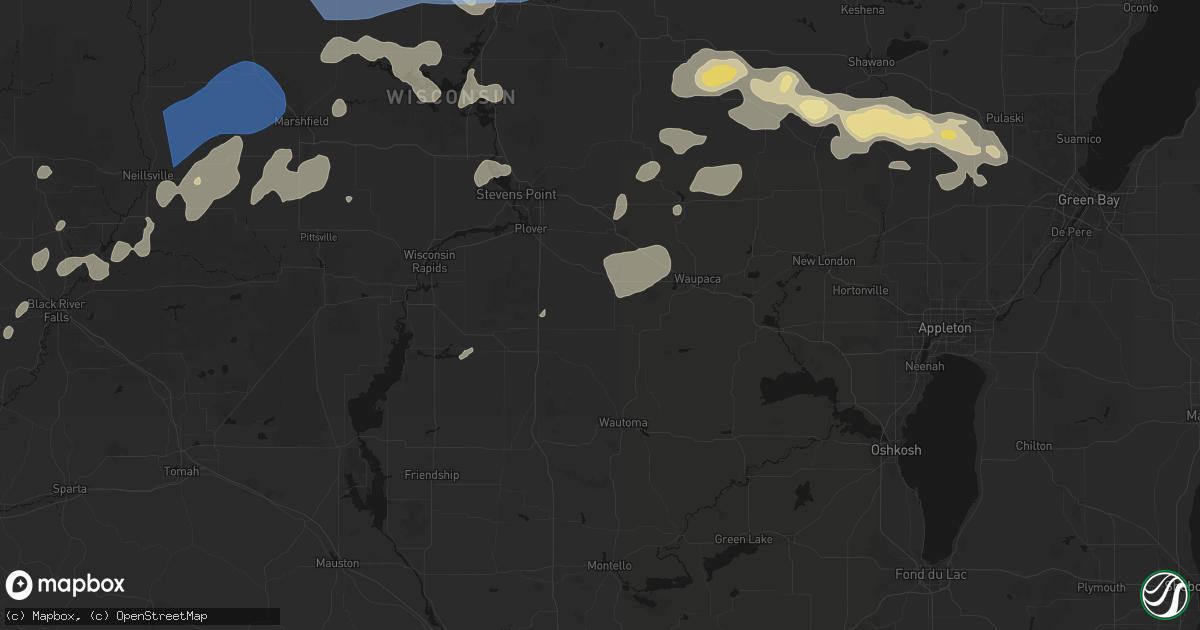 Hail map in Almond, WI on June 10, 2026