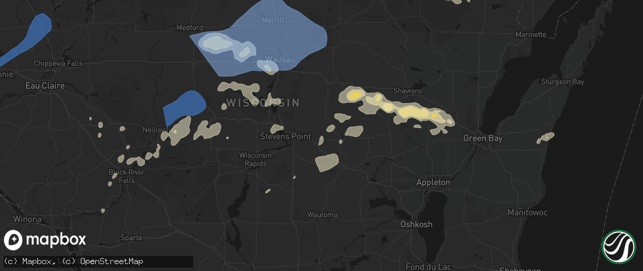 Hail map in Amherst Junction, WI on June 10, 2026
