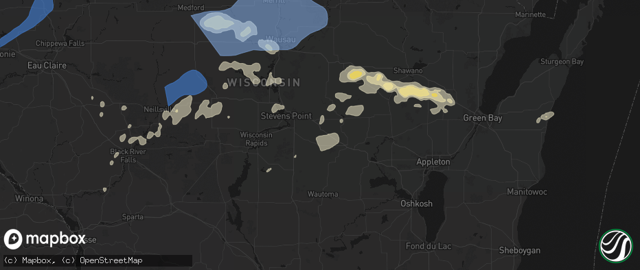 Hail map in Amherst, WI on June 10, 2026