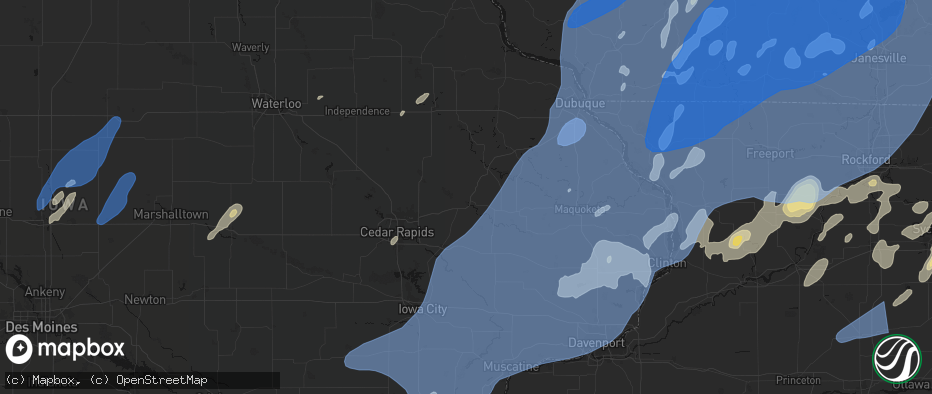 Hail map in Anamosa, IA on June 10, 2026
