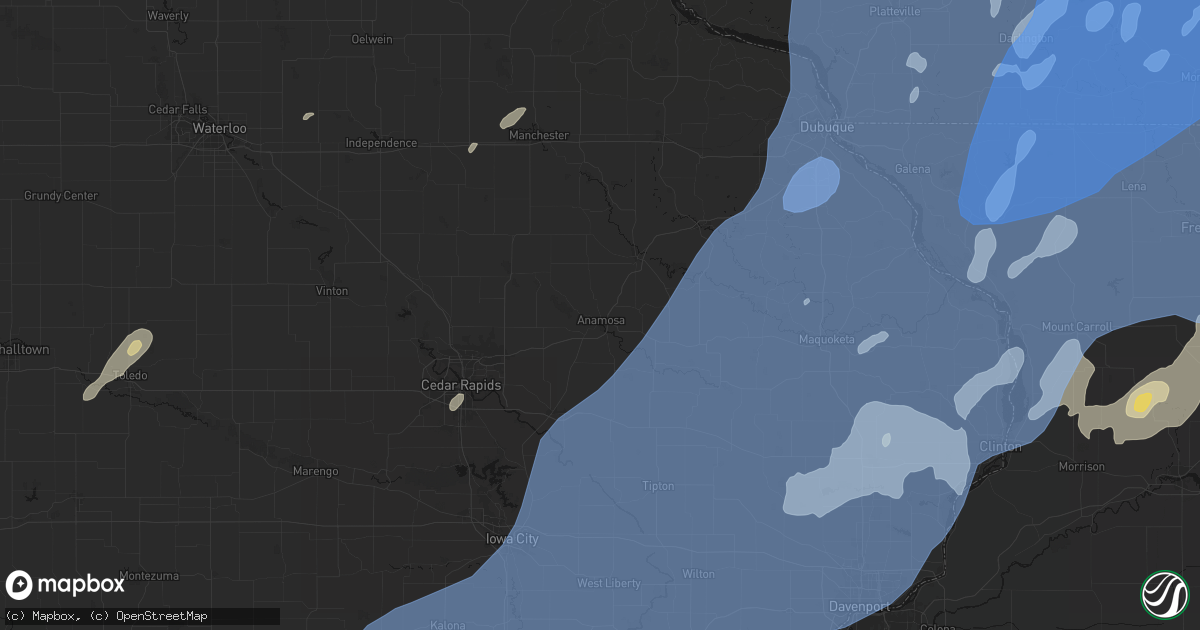 Hail map in Anamosa, IA on June 10, 2026