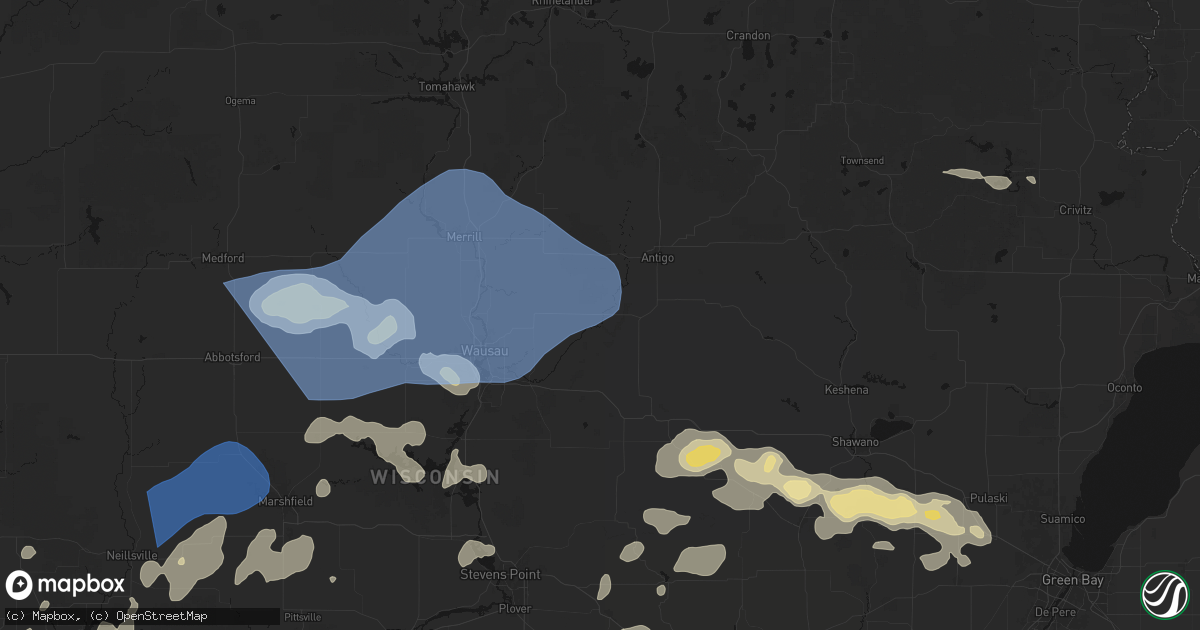Hail map in Aniwa, WI on June 10, 2026