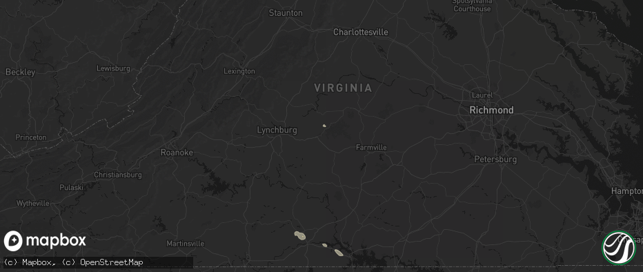 Hail map in Appomattox, VA on June 10, 2026