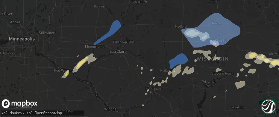 Hail map in Augusta, WI on June 10, 2026