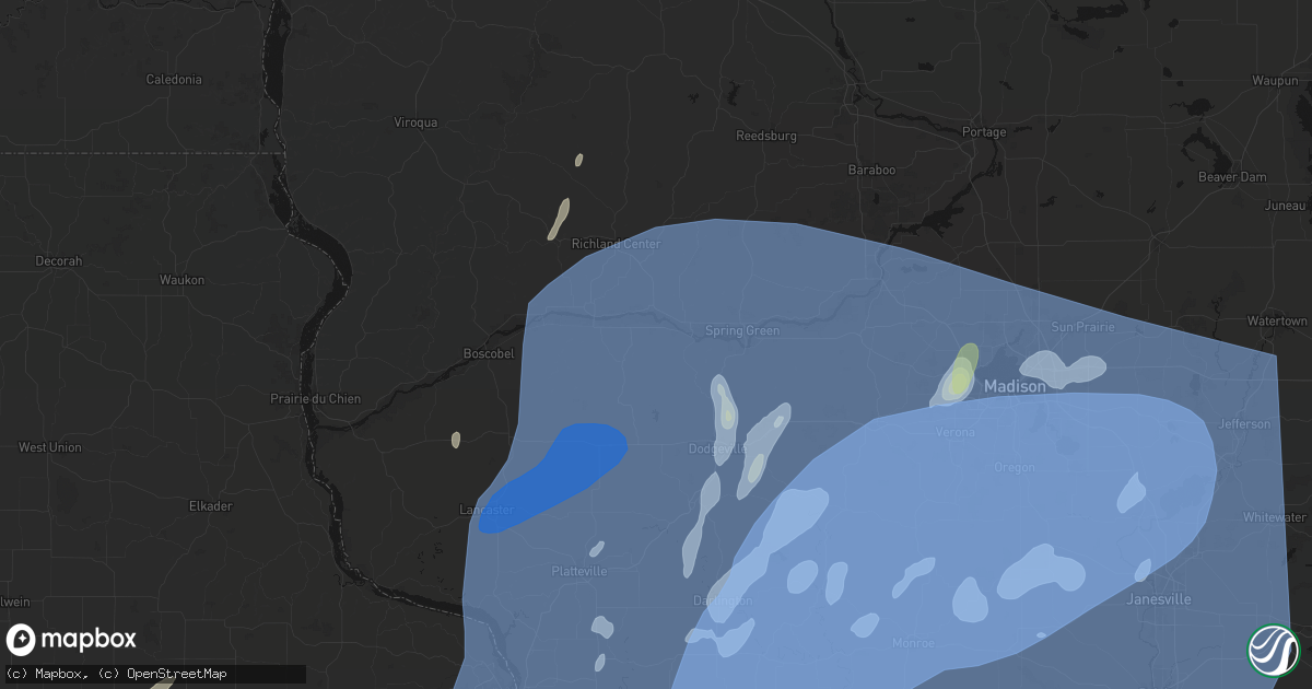 Hail map in Avoca, WI on June 10, 2026