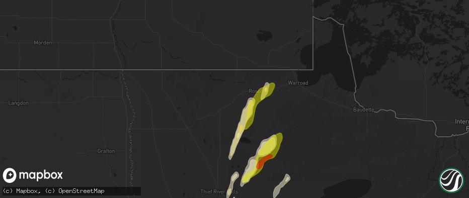 Hail map in Badger, MN on June 10, 2026
