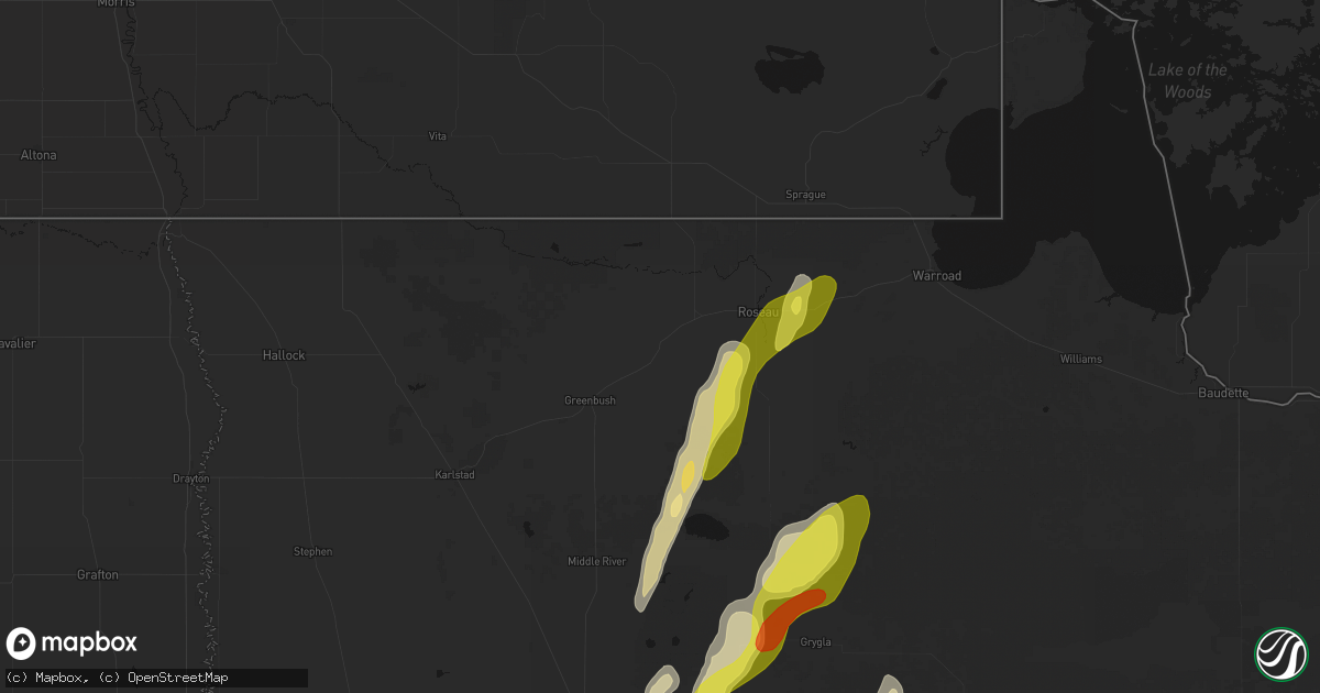 Hail map in Badger, MN on June 10, 2026