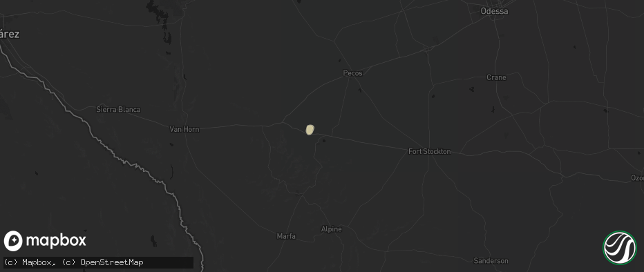 Hail map in Balmorhea, TX on June 10, 2026