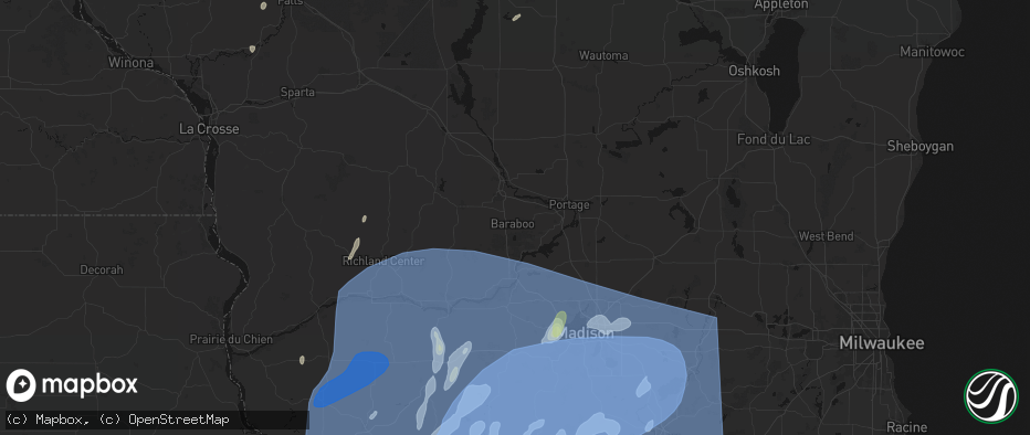 Hail map in Baraboo, WI on June 10, 2026