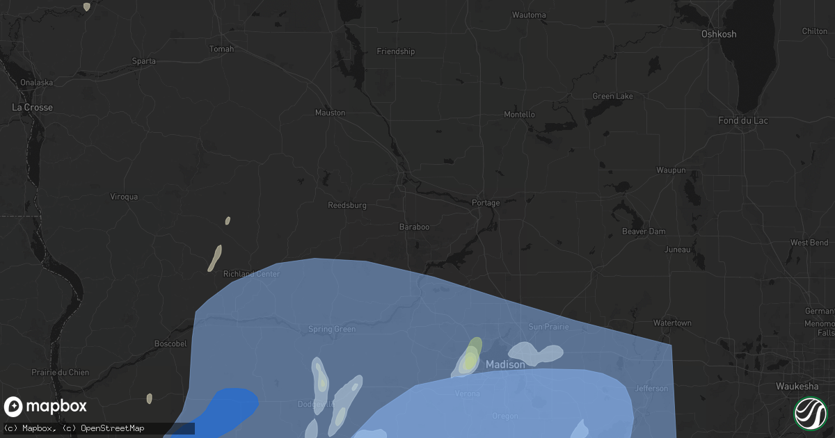 Hail map in Baraboo, WI on June 10, 2026