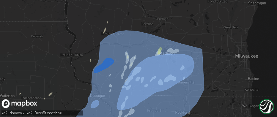 Hail map in Barneveld, WI on June 10, 2026