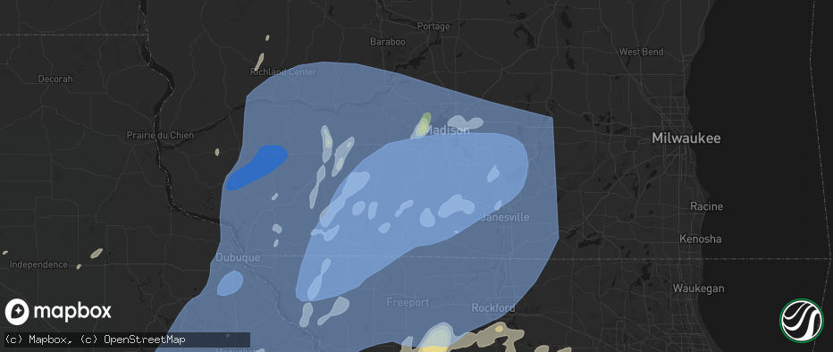 Hail map in Belleville, WI on June 10, 2026