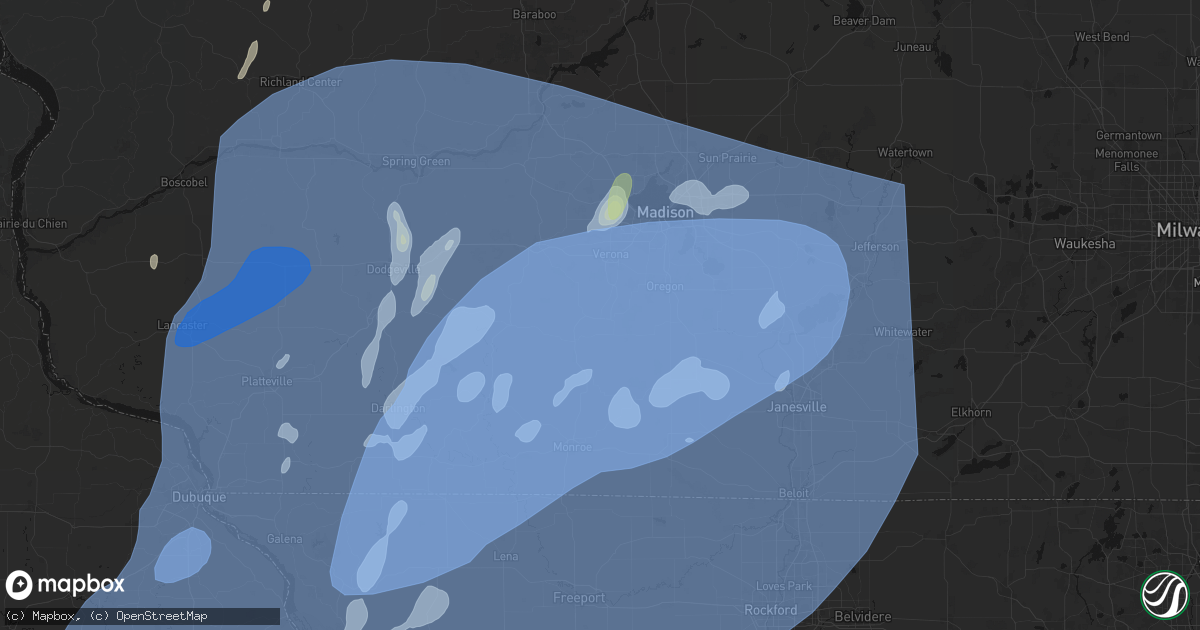 Hail map in Belleville, WI on June 10, 2026