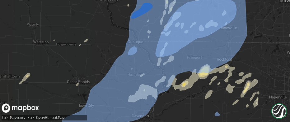 Hail map in Bellevue, IA on June 10, 2026
