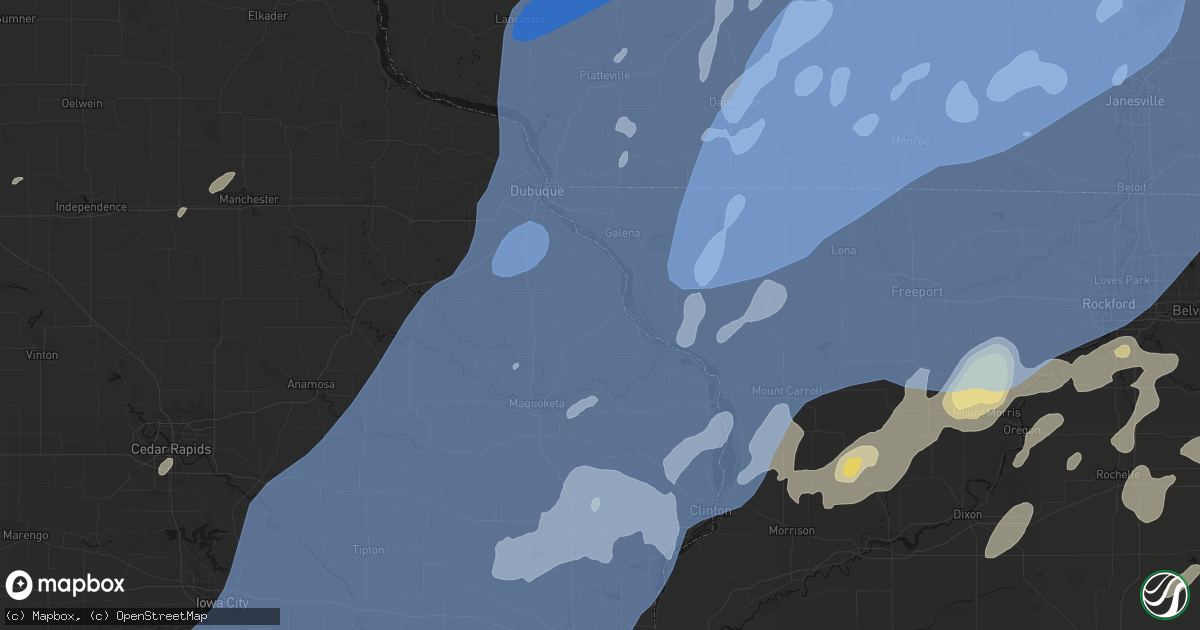 Hail map in Bellevue, IA on June 10, 2026