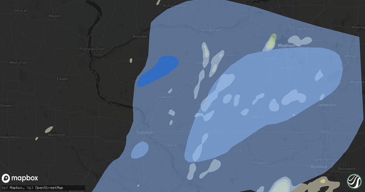 Hail map in Belmont, WI on June 10, 2026