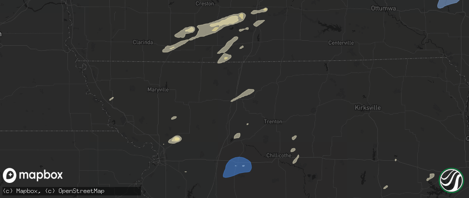 Hail map in Bethany, MO on June 10, 2026