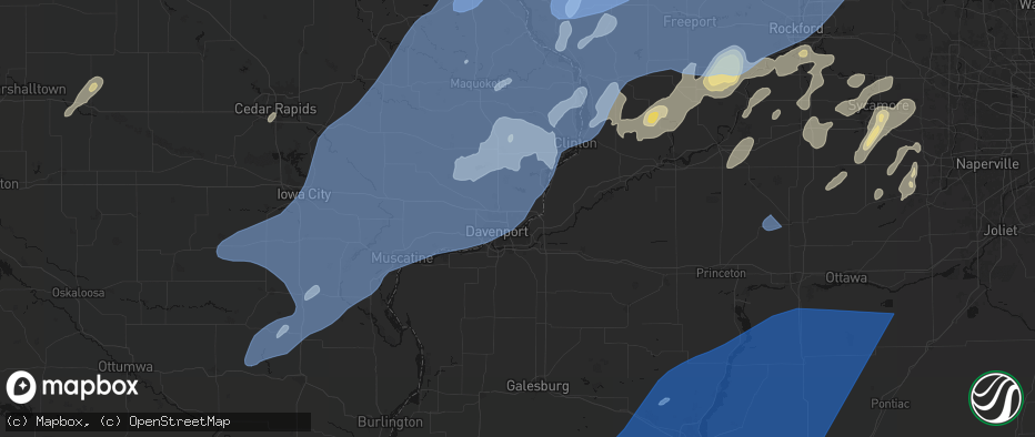 Hail map in Bettendorf, IA on June 10, 2026