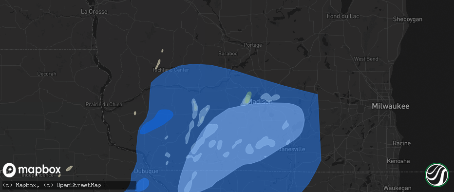 Hail map in Black Earth, WI on June 10, 2026