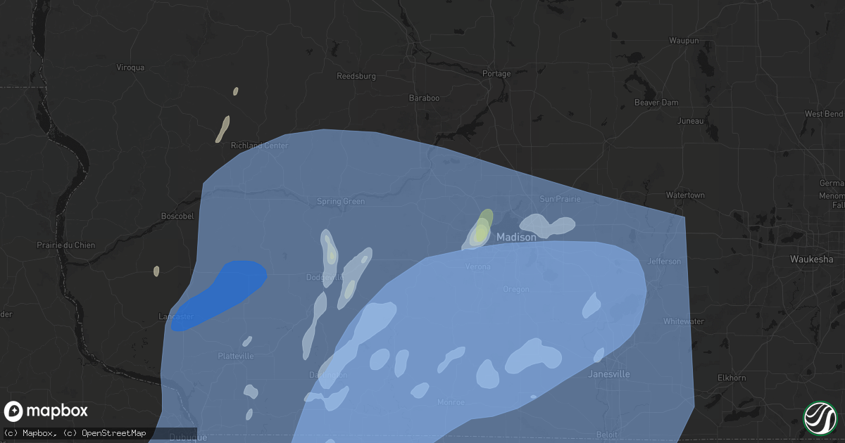 Hail map in Black Earth, WI on June 10, 2026