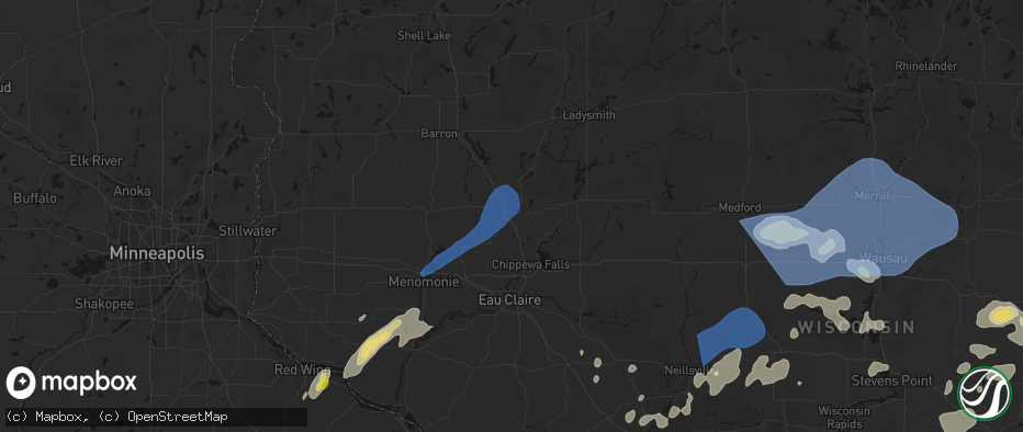 Hail map in Bloomer, WI on June 10, 2026