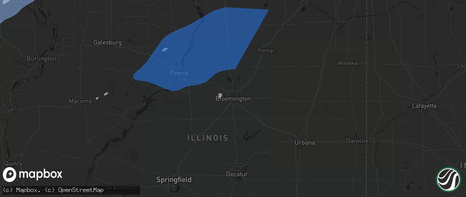 Hail map in Bloomington, IL on June 10, 2026