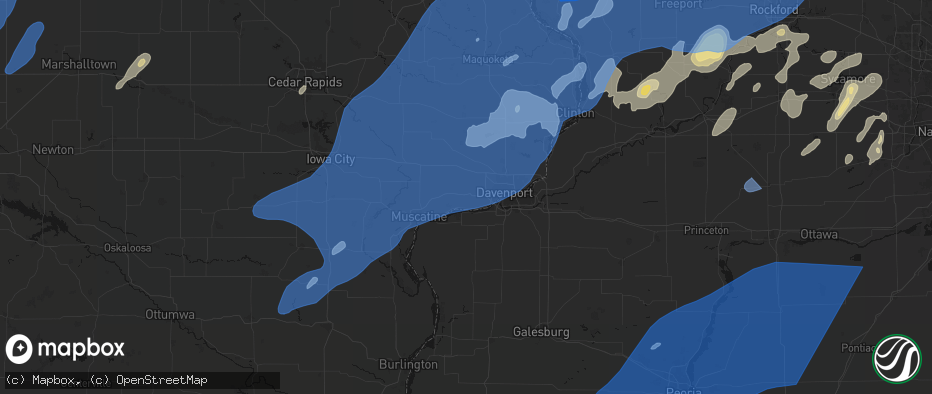 Hail map in Blue Grass, IA on June 10, 2026