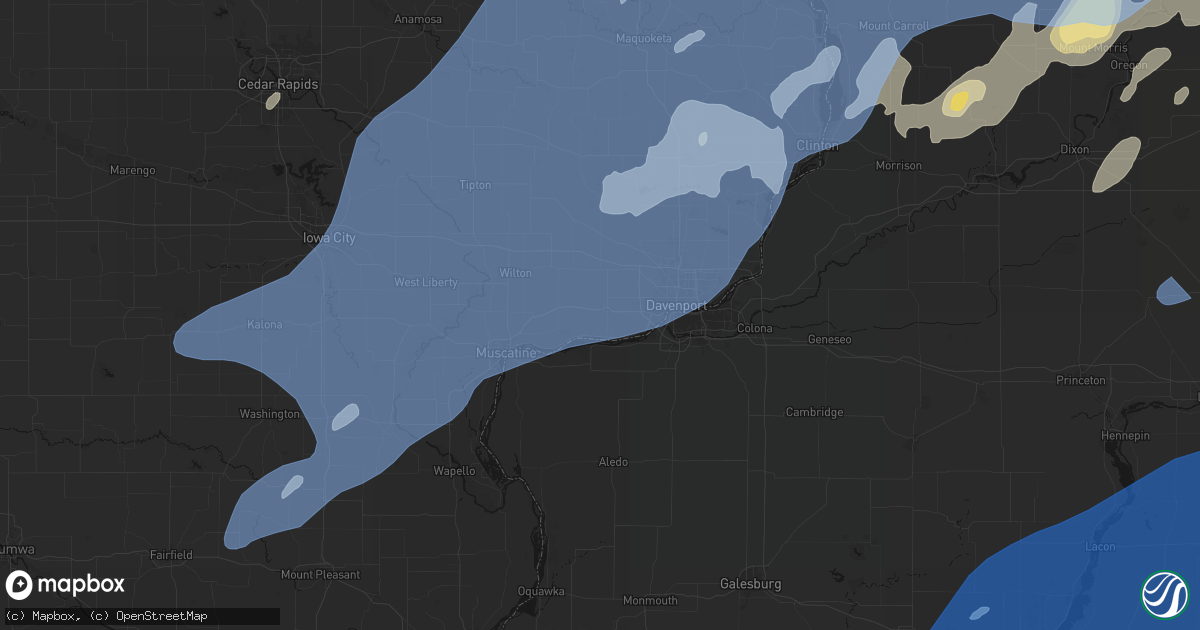 Hail map in Blue Grass, IA on June 10, 2026