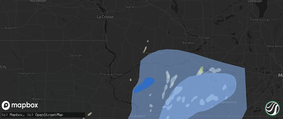 Hail map in Blue River, WI on June 10, 2026