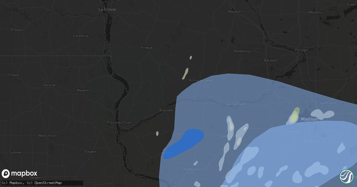 Hail map in Blue River, WI on June 10, 2026