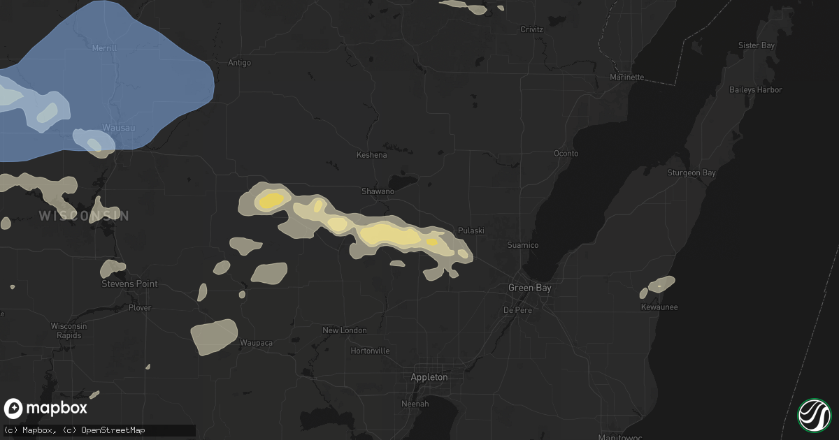 Hail map in Bonduel, WI on June 10, 2026