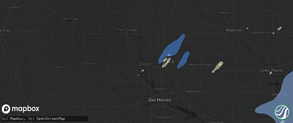 Hail map in Boone, IA on June 10, 2026