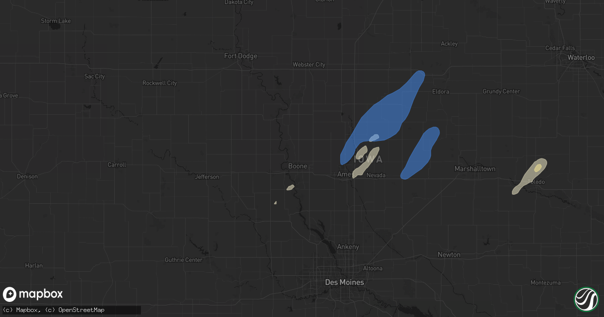 Hail map in Boone, IA on June 10, 2026