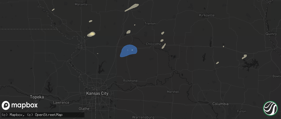 Hail map in Braymer, MO on June 10, 2026