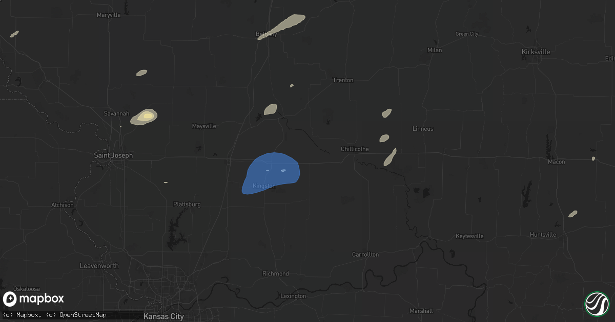 Hail map in Breckenridge, MO on June 10, 2026