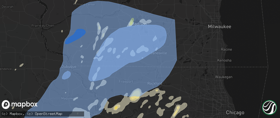 Hail map in Brodhead, WI on June 10, 2026
