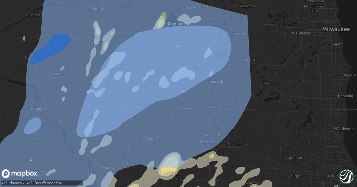 Hail map in Brodhead, WI on June 10, 2026