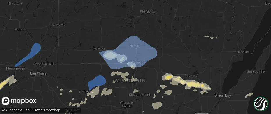 Hail map in Brokaw, WI on June 10, 2026