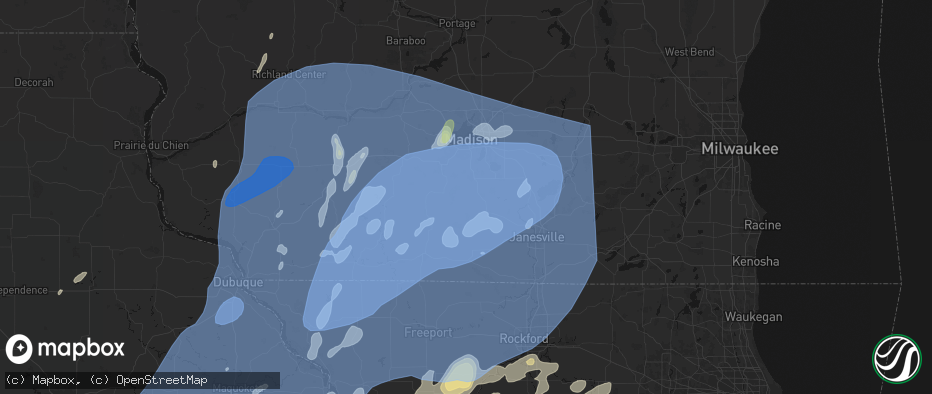 Hail map in Brooklyn, WI on June 10, 2026