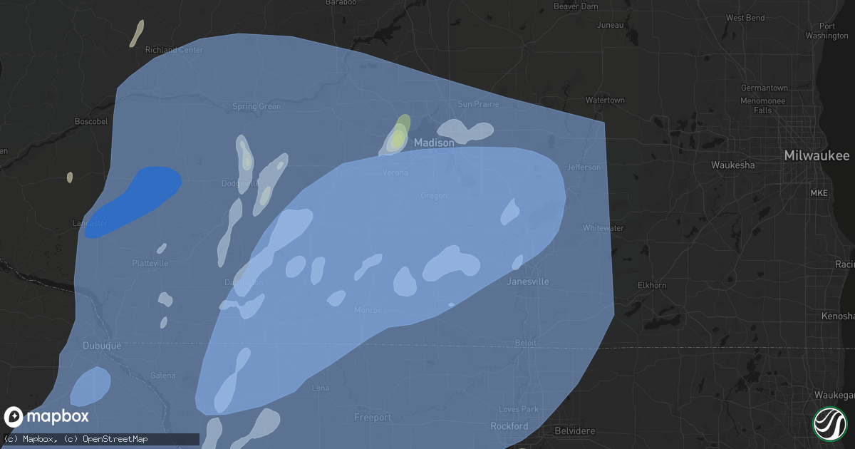 Hail map in Brooklyn, WI on June 10, 2026