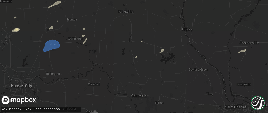 Hail map in Cairo, MO on June 10, 2026