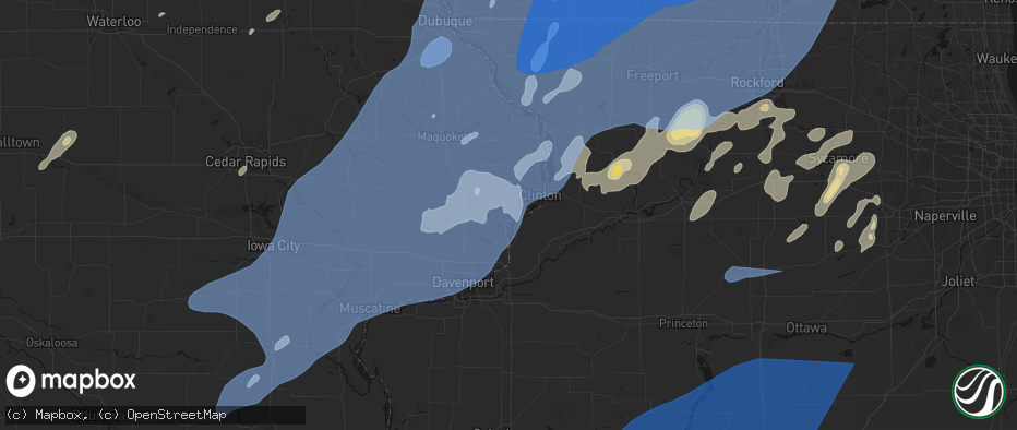 Hail map in Camanche, IA on June 10, 2026