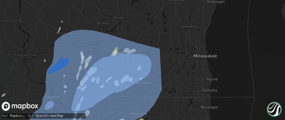Hail map in Cambridge, WI on June 10, 2026