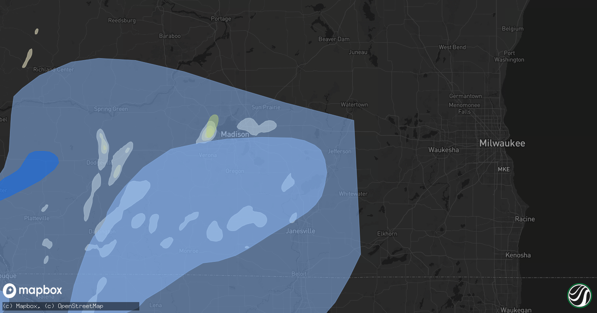 Hail map in Cambridge, WI on June 10, 2026