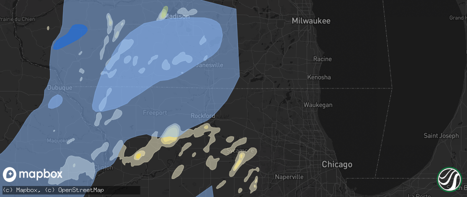 Hail map in Capron, IL on June 10, 2026