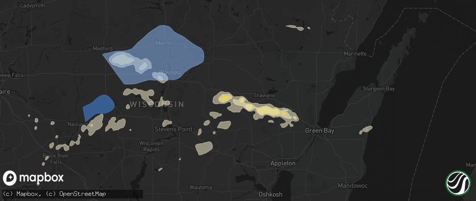 Hail map in Caroline, WI on June 10, 2026