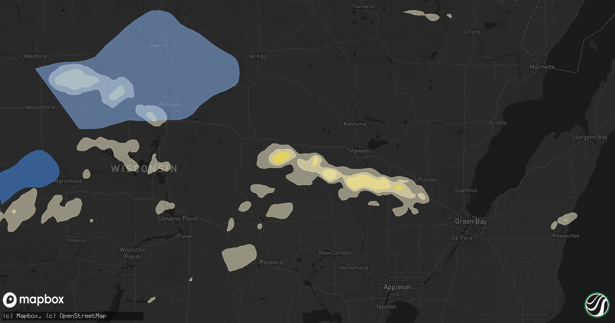 Hail map in Caroline, WI on June 10, 2026