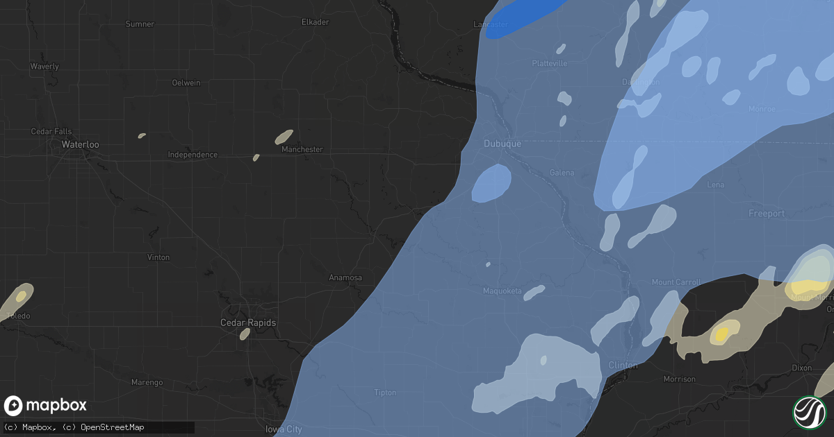 Hail map in Cascade, IA on June 10, 2026