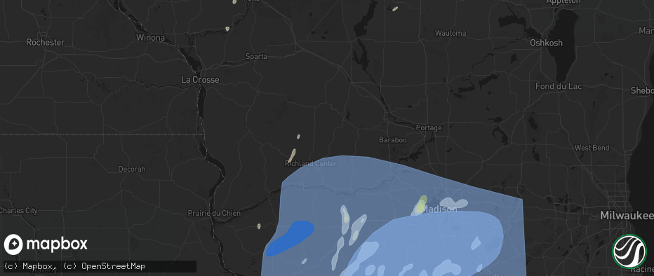 Hail map in Cazenovia, WI on June 10, 2026