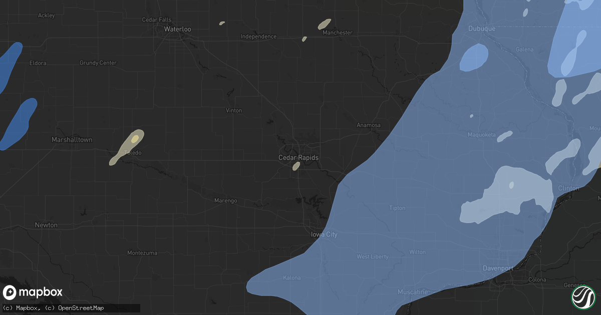 Hail map in Cedar Rapids, IA on June 10, 2026